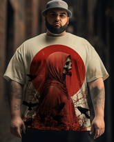 Herren T-Shirt mit Sensenmann-Horror-Skelett-Aufdruck, Übergröße, kurzärmelig